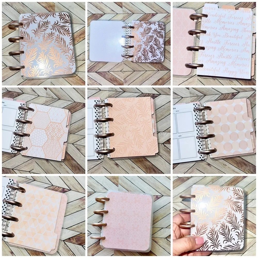 Happy planner micro size notes monthly and weekly layout Rose Golg Quartz leaves